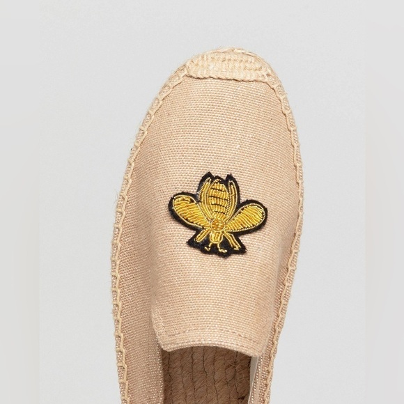 ASOS Soludos Beige Espadrille Mules With Bee Embroidery SIZE 9.5 - Picture 3 of 9